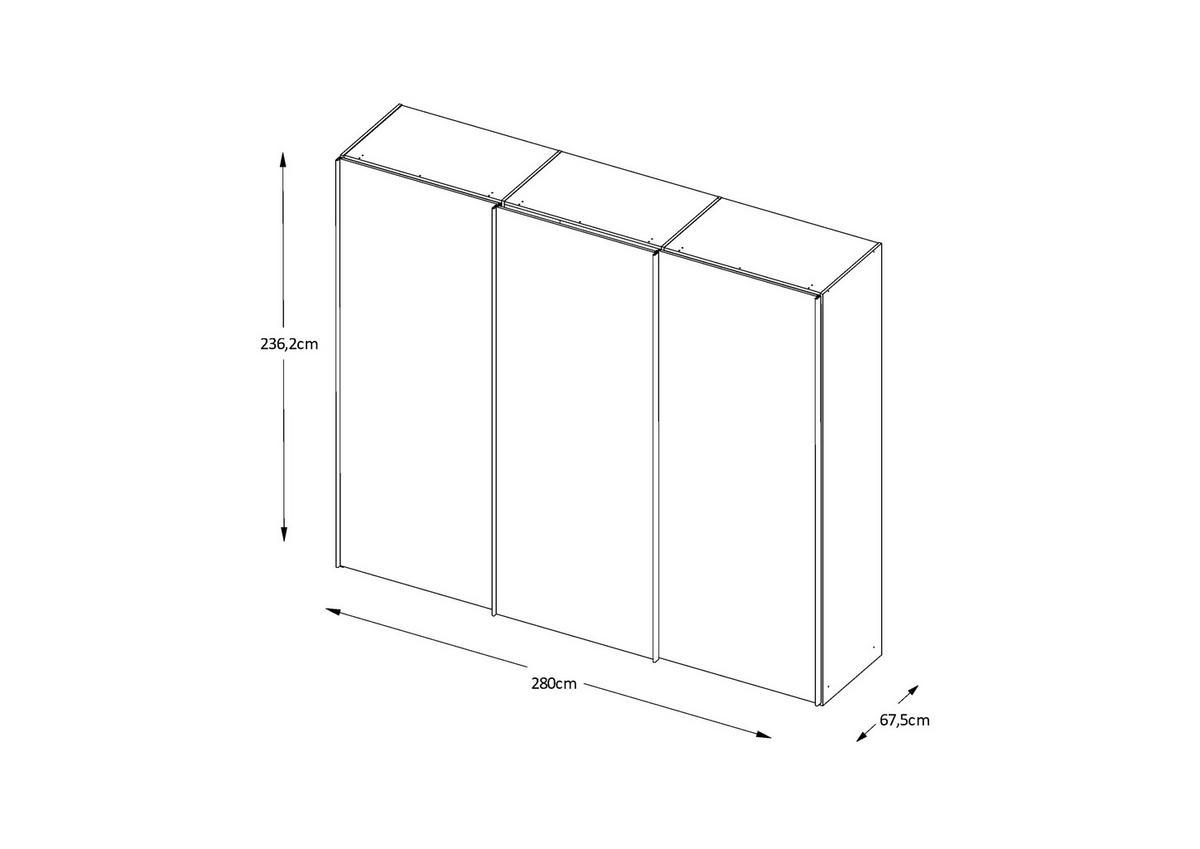 SCHWEBETÜRENSCHRANK in Weiss  - Chromfarben/Weiss, Basics, Glas/Holzwerkstoff (280/240/68cm) - Moderano