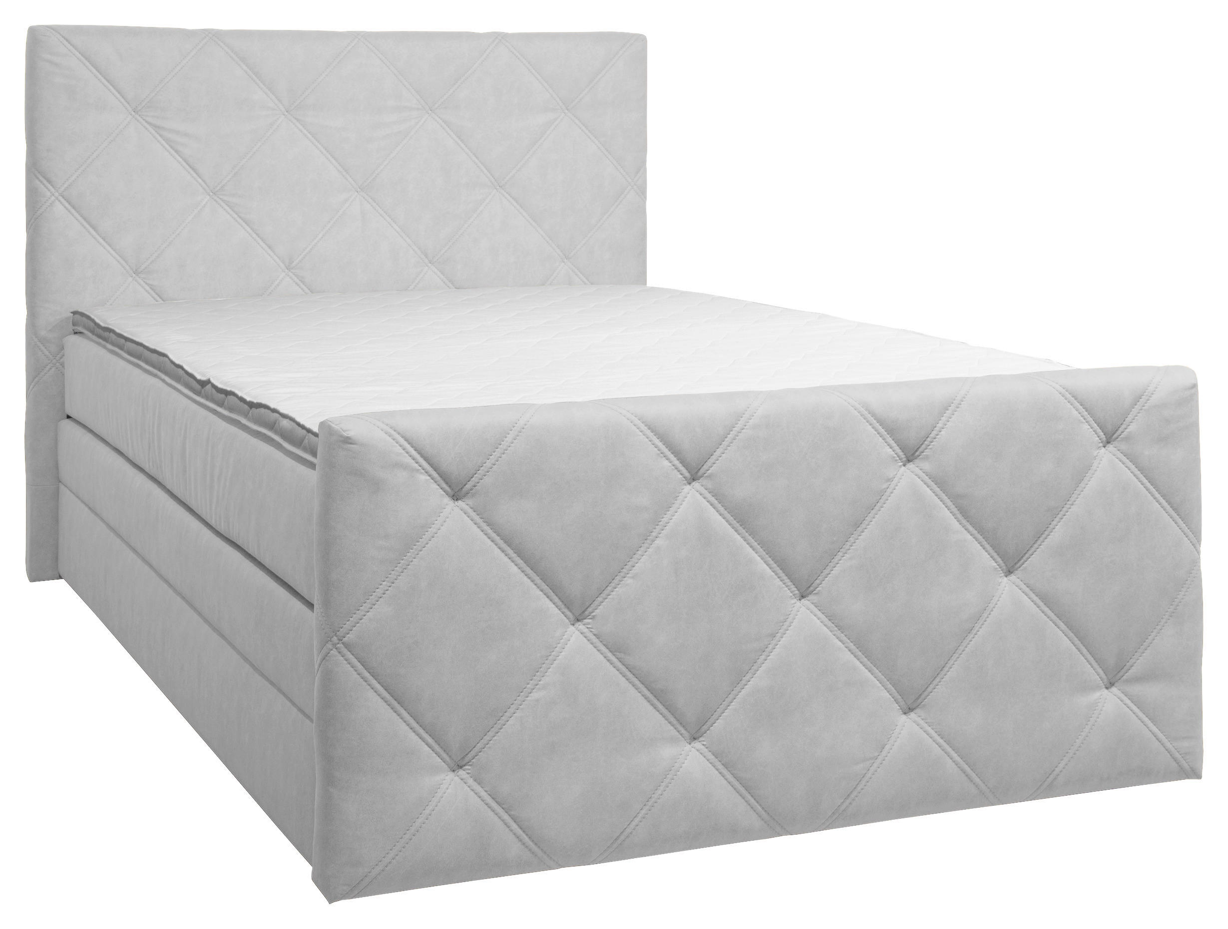 BOXSPRINGBETT 140/200 cm,  in Hellgrau, Bettkasten, Topper, Matratzen, H2 = mittel  - Hellgrau/Schwarz, KONVENTIONELL, Kunststoff/Textil (140/200cm) - Ti'me