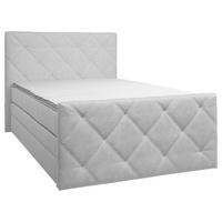 BOXSPRINGBETT 140/200 cm,  in Hellgrau, Bettkasten, Topper, Matratzen, H2 = mittel  - Hellgrau/Schwarz, KONVENTIONELL, Kunststoff/Textil (140/200cm) - Ti'me