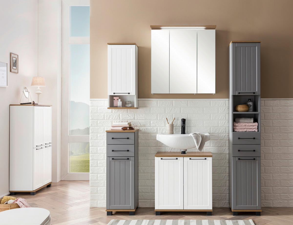 WASCHBECKENUNTERSCHRANK 59,8/62,4/32,6 cm  - Eichefarben/Schwarz, MODERN, Holzwerkstoff/Kunststoff (59,8/62,4/32,6cm) - Stylife