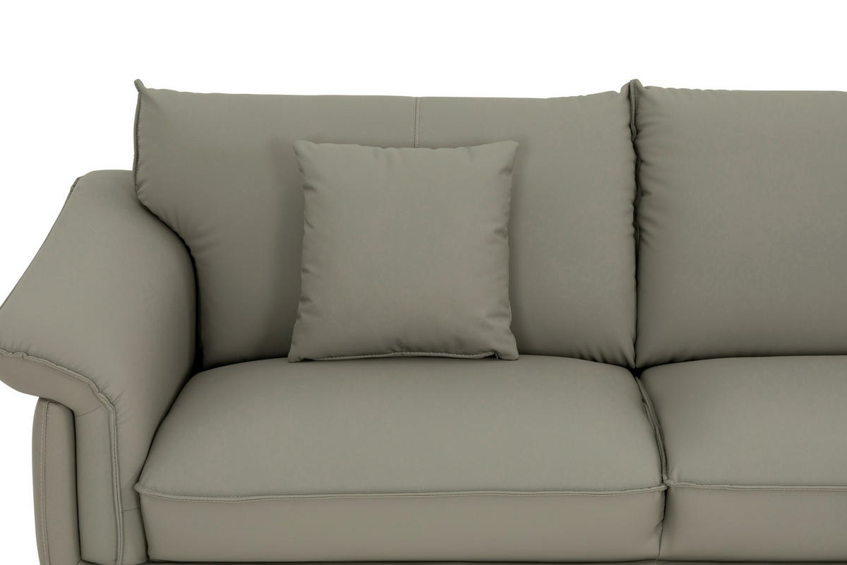 3-SITZER-SOFA inkl. Hocker Lederlook Taupe  - Taupe/Schwarz, Design, Textil/Metall (289/84/92cm) - MID.YOU