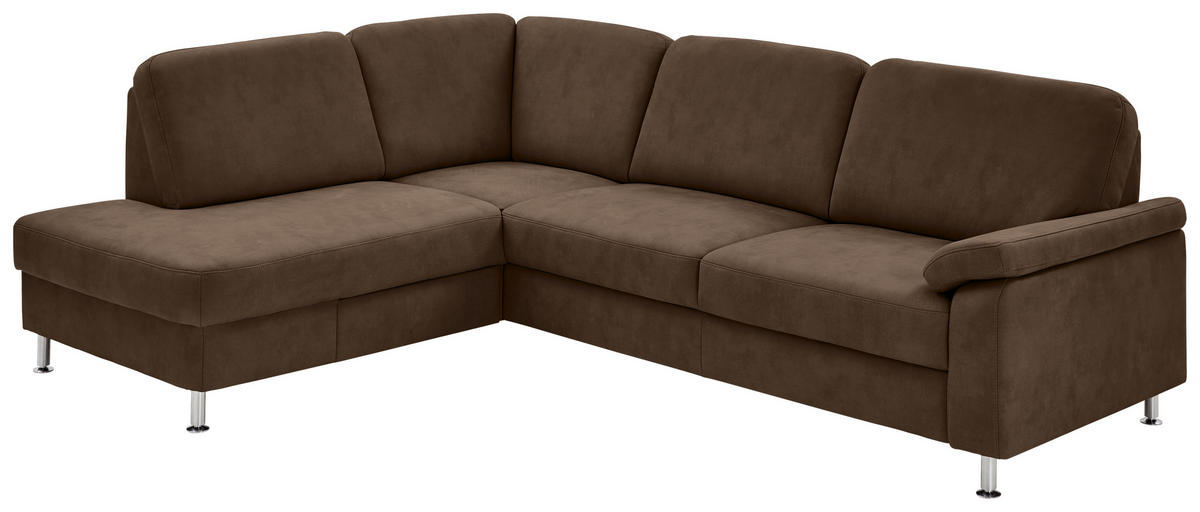 ECKSOFA in Mikrofaser Braun  - Braun, Design, Textil/Metall (202/266cm) - Beldomo System