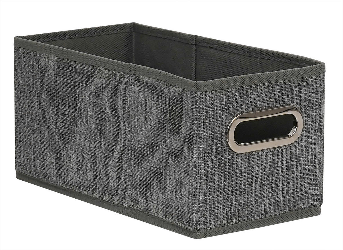 KOŠÍK DO REGÁLU, sivá - sivá/béžová, Basics, kartón/kov (31/15/15cm) - Homeware