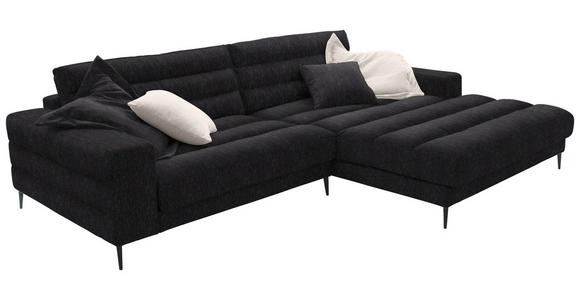 ECKSOFA in Flachgewebe Schwarz  - Schwarz, Design, Textil/Metall (296/207cm) - Dieter Knoll