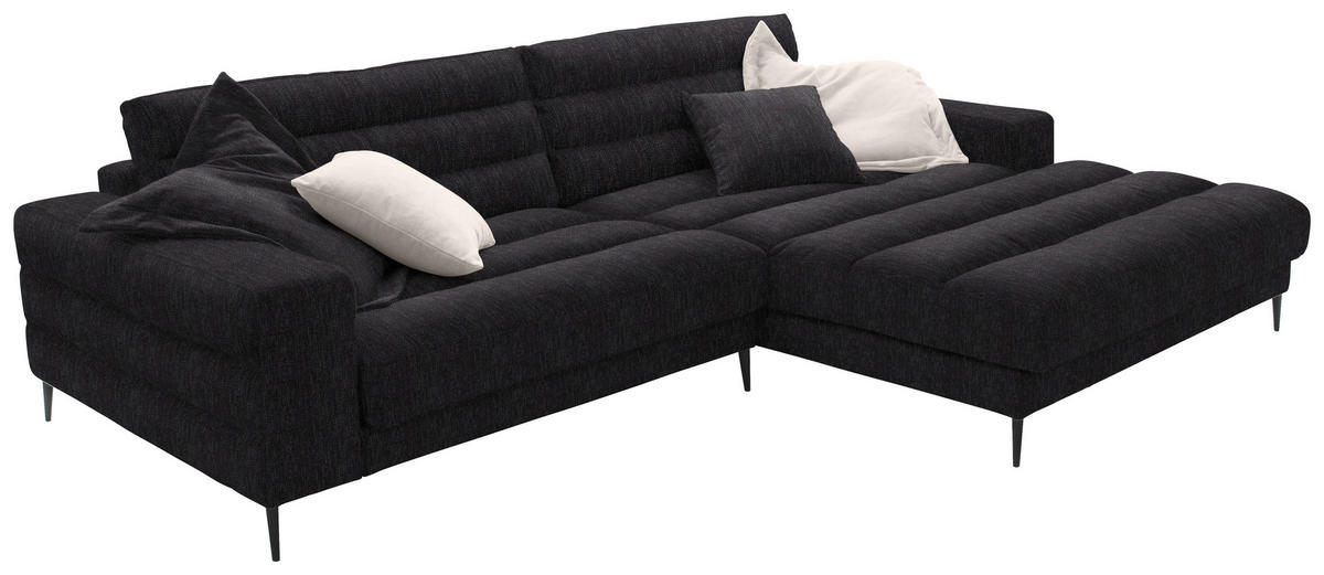 ECKSOFA in Flachgewebe Schwarz  - Schwarz, Design, Textil/Metall (296/207cm) - Dieter Knoll