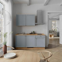 KÜCHENLEERBLOCK Frame 180 cm  in Eichefarben, Blaugrau  - Edelstahlfarben/Eichefarben, MODERN, Holzwerkstoff/Metall (180cm) - Nobilia