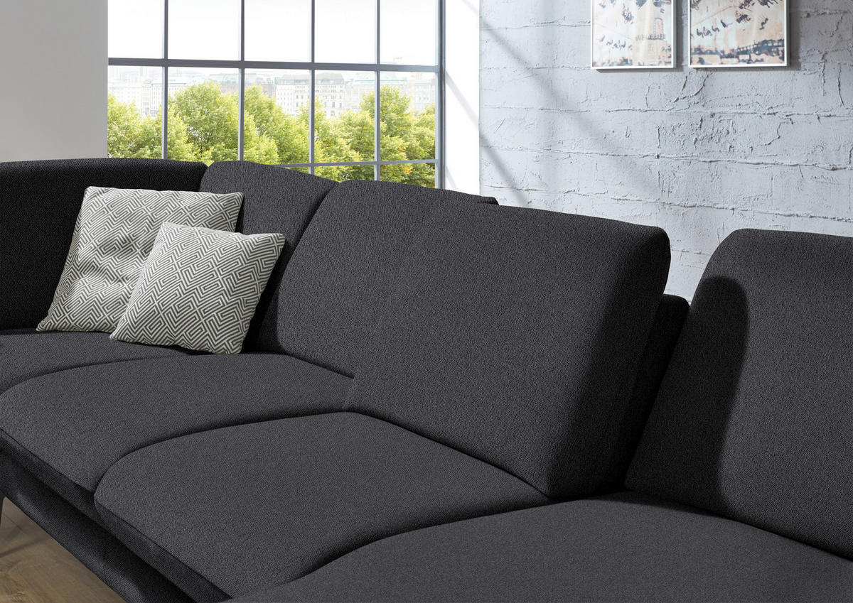 WOHNLANDSCHAFT in Webstoff Anthrazit  - Anthrazit/Schwarz, Design, Textil/Metall (208/344/180cm) - Dieter Knoll