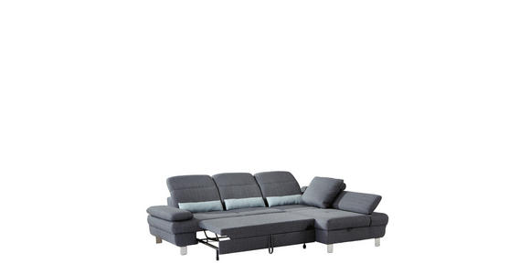 Wohnlandschaft inkl.Funktionen Grau, Hellblau Webstoff - Alufarben/Grau, KONVENTIONELL, Textil/Metall (286/216cm) - Cantus