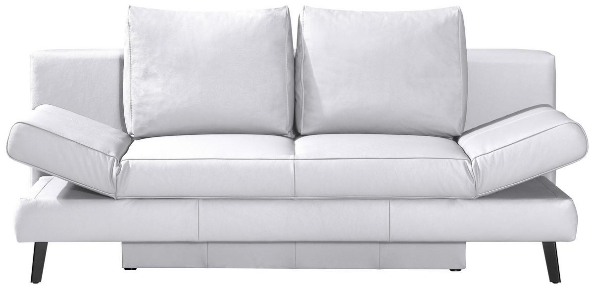 SCHLAFSOFA in Echtleder Weiss  - Weiss/Schwarz, Design, Leder/Metall (200/85/90cm) - Novel