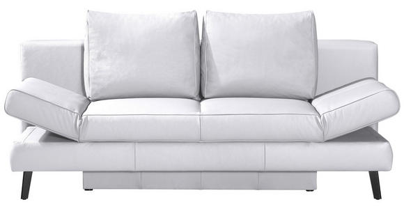 SCHLAFSOFA  in Echtleder Weiß  - Schwarz/Weiß, Design, Leder/Metall (200/85/90cm) - Novel