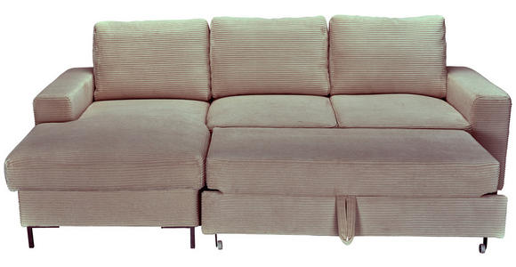 ECKSOFA Taupe Cord  - Taupe/Schwarz, KONVENTIONELL, Textil/Metall (150/240cm) - Carryhome