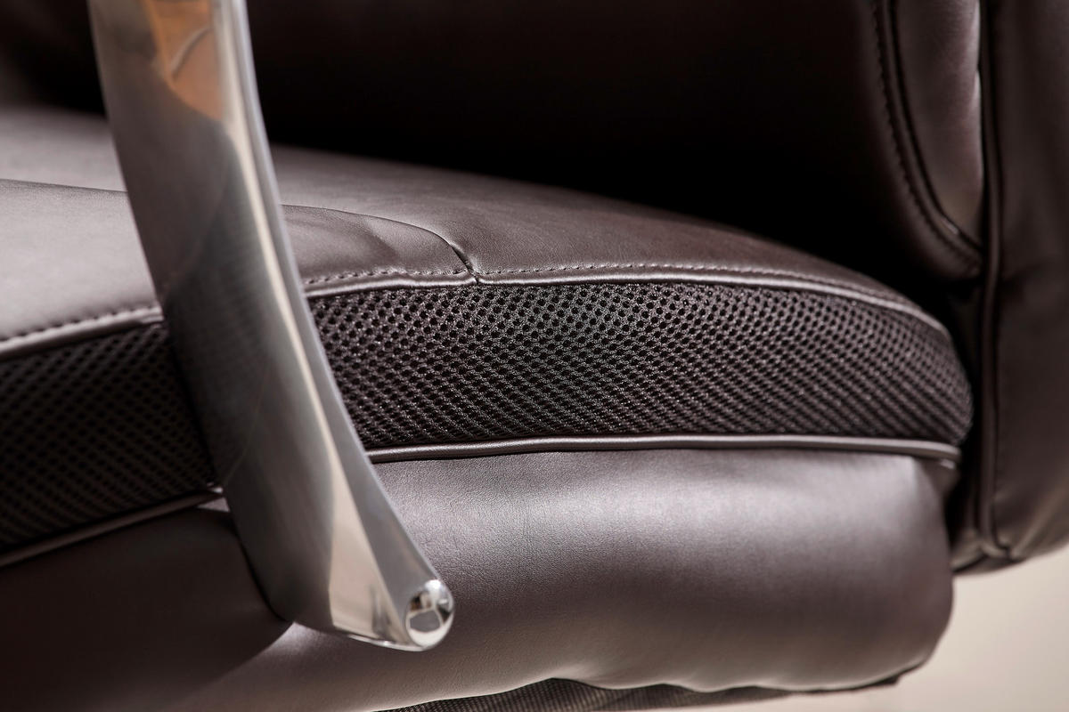 CHEFSESSEL Lederlook, Netz Braun  - Braun, KONVENTIONELL, Textil/Metall (75/107-117/75cm) - Cantus