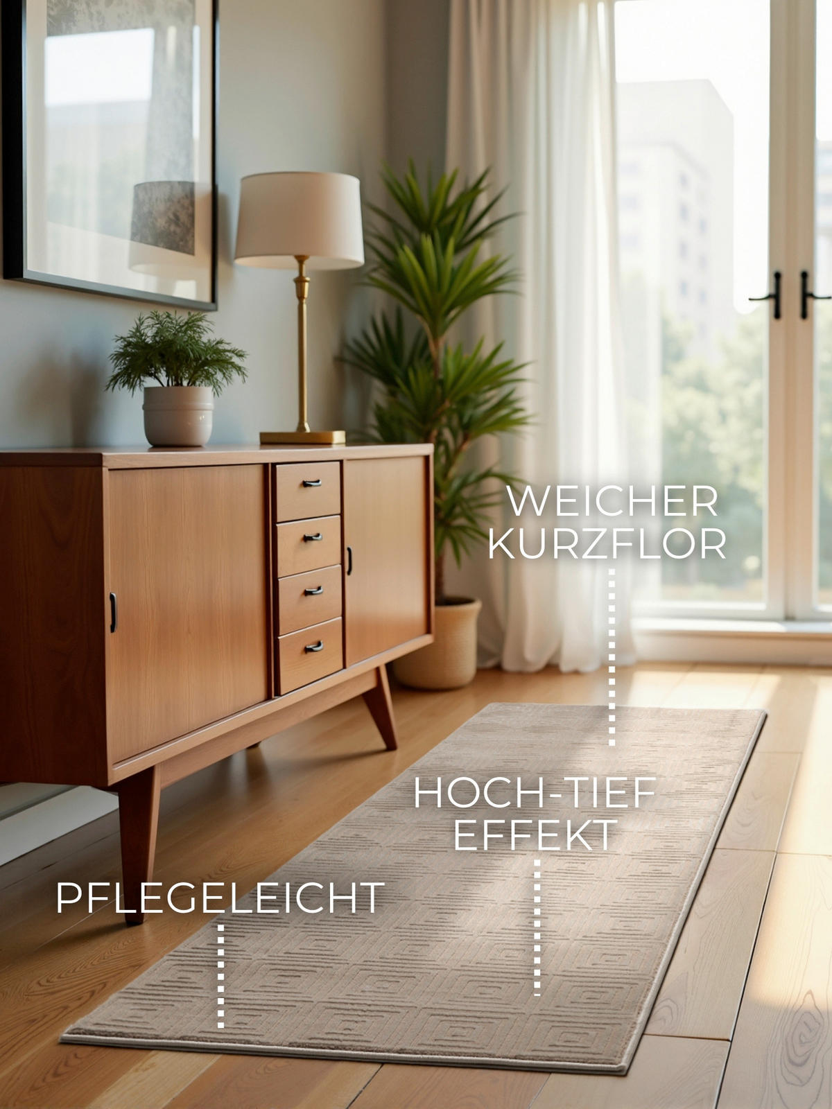 LÄUFER 80/240 cm Perles  - Beige/Creme, Basics, Kunststoff (80/240cm) - Elle Decoration