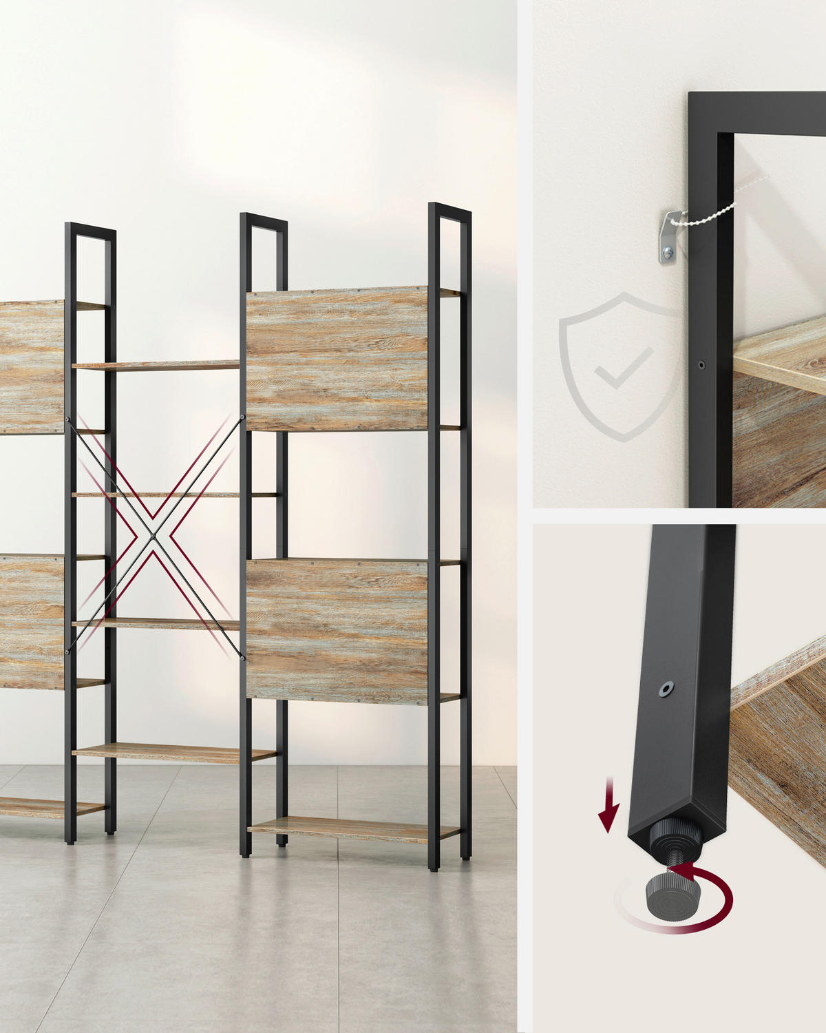 AKTENREGAL 158/166/24 cm  - Schwarz/Braun, Basics, Holzwerkstoff (158/166/24cm) - Boxxx