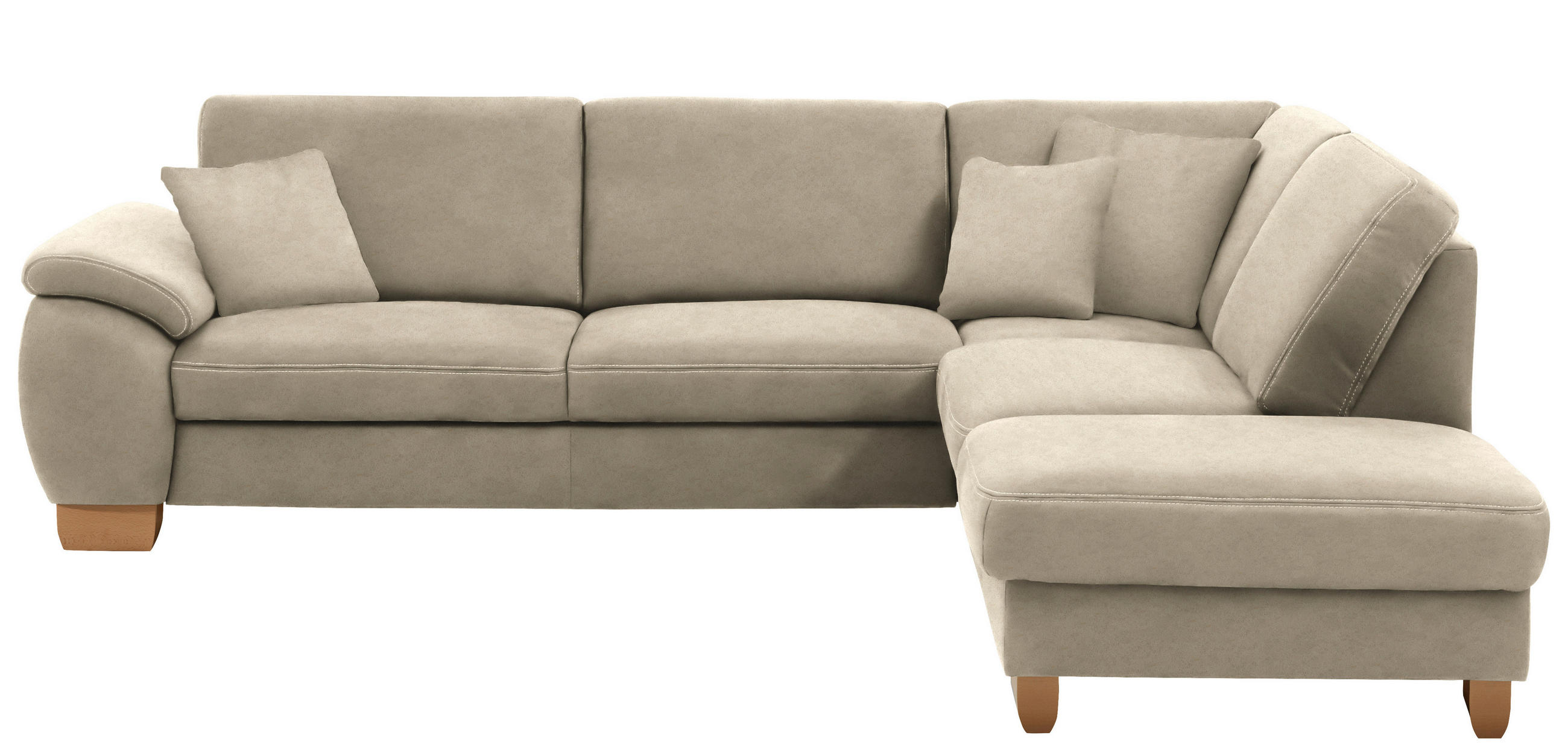 ECKSOFA in Mikrofaser Naturfarben  - Wildeiche/Beige, Natur, Holz/Textil (286/236cm) - Voleo