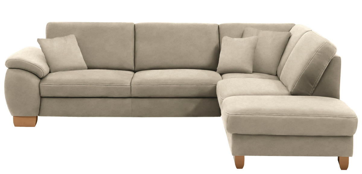 ECKSOFA in Mikrofaser Naturfarben  - Wildeiche/Beige, Natur, Holz/Textil (286/236cm) - Voleo