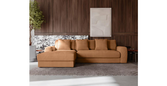 ECKSOFA in Cord Rostfarben 182/302 cm - Rostfarben/Schwarz, MODERN, Kunststoff/Textil (182/302cm) - Carryhome