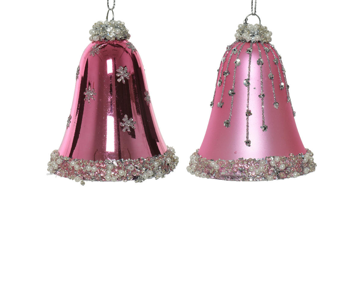 Ornamente Xmassale - roz aprins, Basics, sticlă (6,5/6,5/8cm)