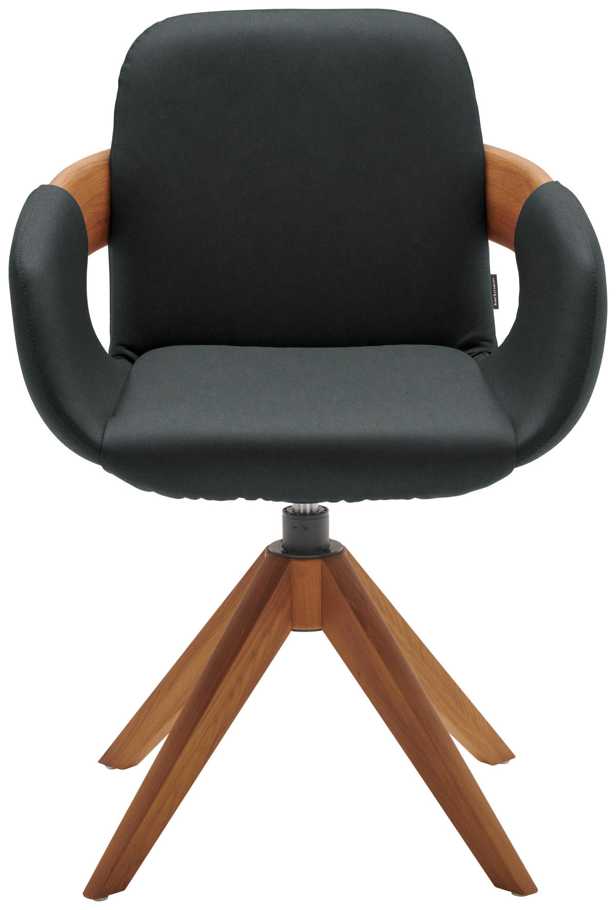 ARMLEHNSTUHL  Lederauswahl, Stoffauswahl, Typenauswahl, Sitzfläche 360° drehbar, automatische Rückholfunktion  Echtleder  - Eichefarben/Cognac, Natur, Leder/Holz (60/86/60cm) - Valnatura