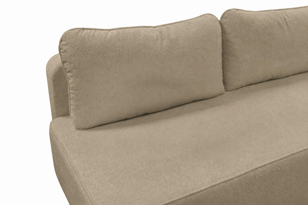 SCHLAFSOFA FREDO Bouclé Hellbraun  inkl.  - Hellbraun/Schwarz, Design, Kunststoff/Textil (212/93/100cm) - MID.YOU