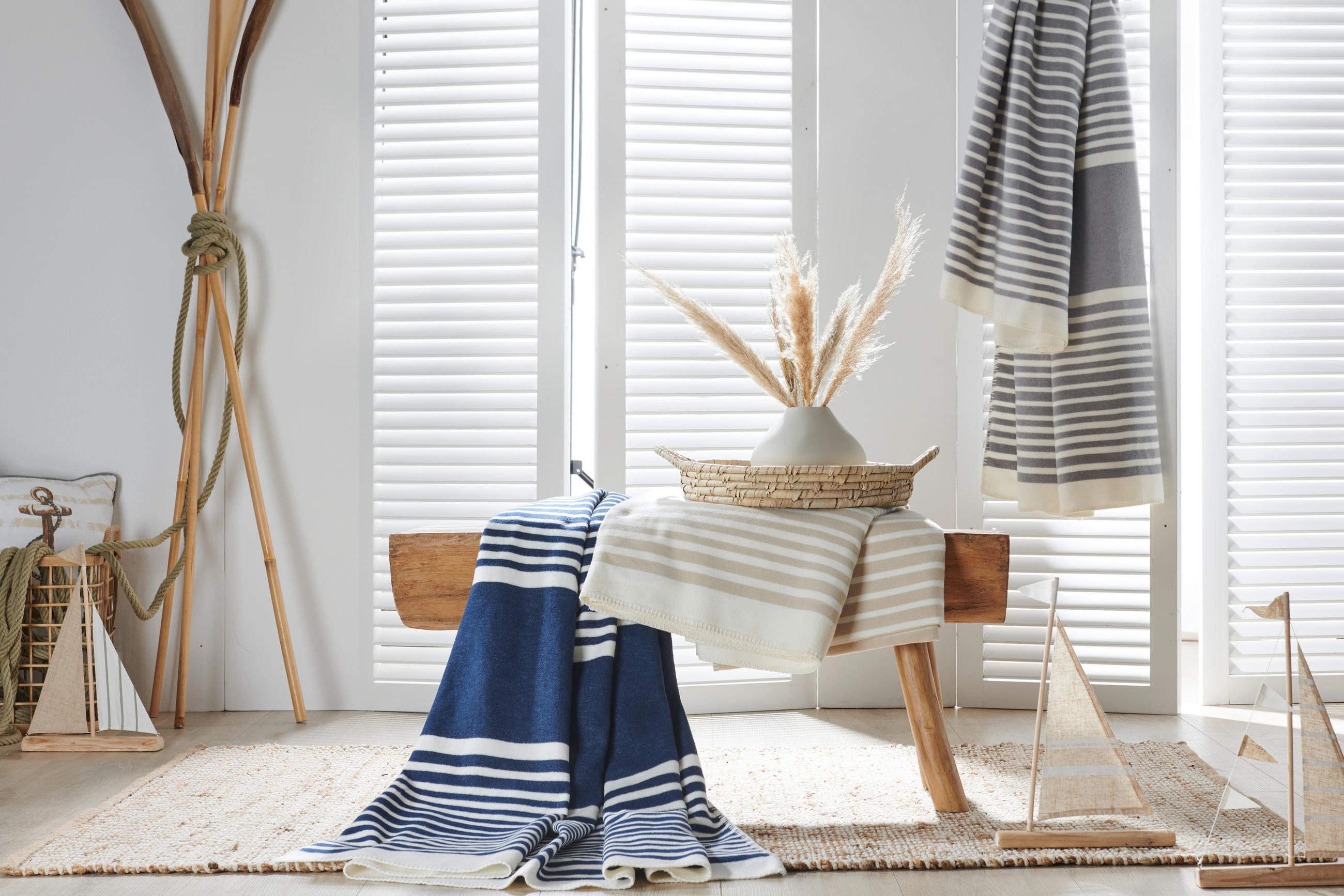 PLAID 150/200 cm  - Naturfarben/Weiß, Basics, Textil (150/200cm) - Bio:Vio
