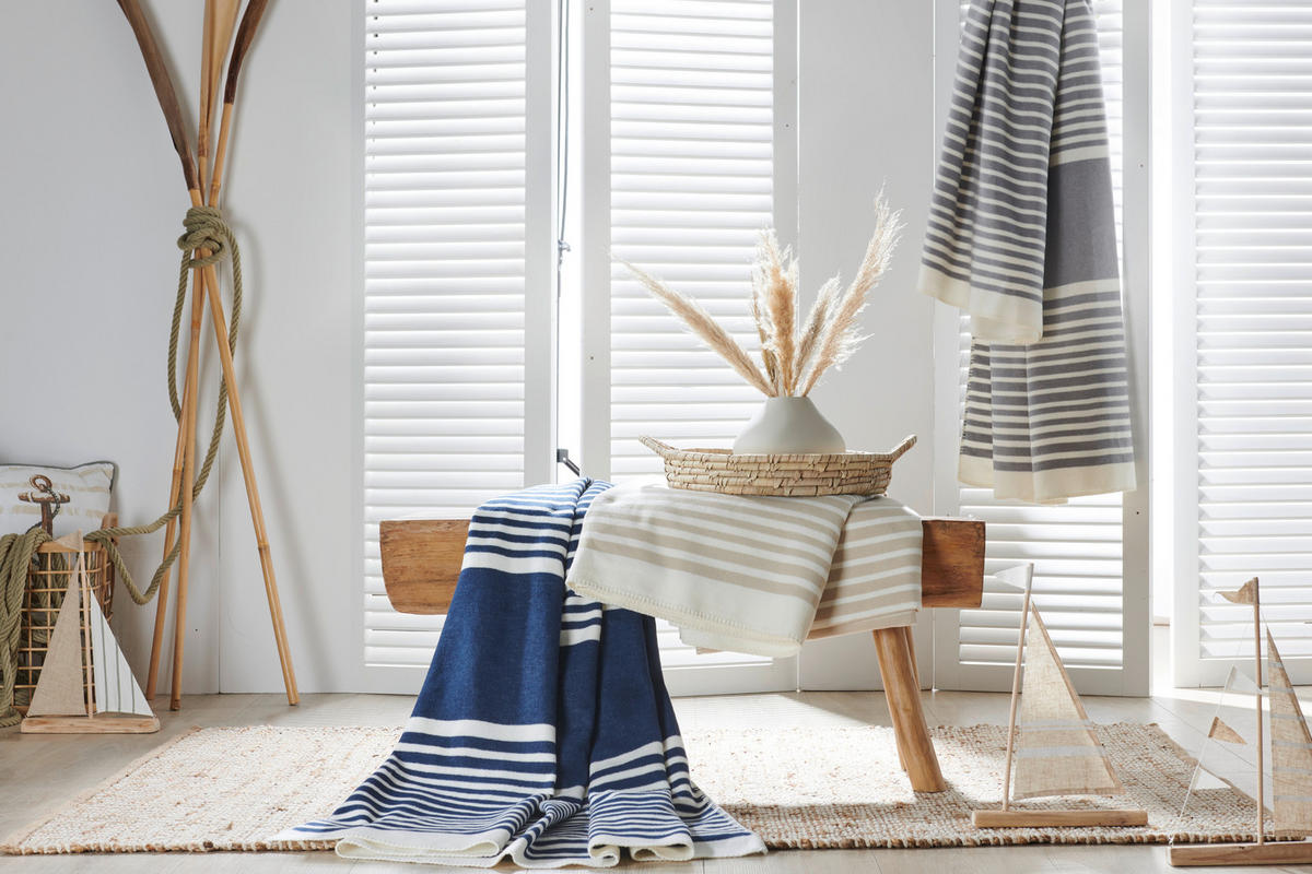 PLAID 150/200 cm  - Naturfarben/Weiß, Basics, Textil (150/200cm) - Bio:Vio
