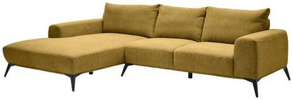 ECKSOFA in Webstoff Dunkelgelb  - Dunkelgelb/Schwarz, Design, Textil/Metall (187/298cm) - Stylife