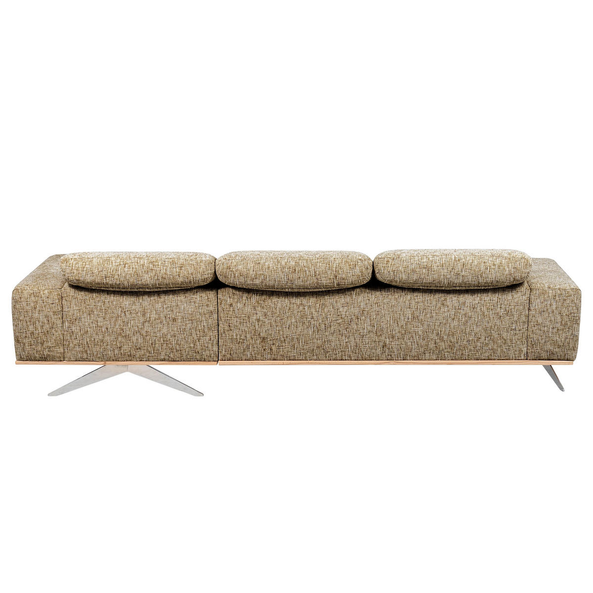 ECKSOFA PORTLAND in Struktur Hellbraun Kopfteilverstellung  295/187 cm  - Chromfarben/Hellbraun, Design, Holz/Textil (295/187cm) - Livetastic
