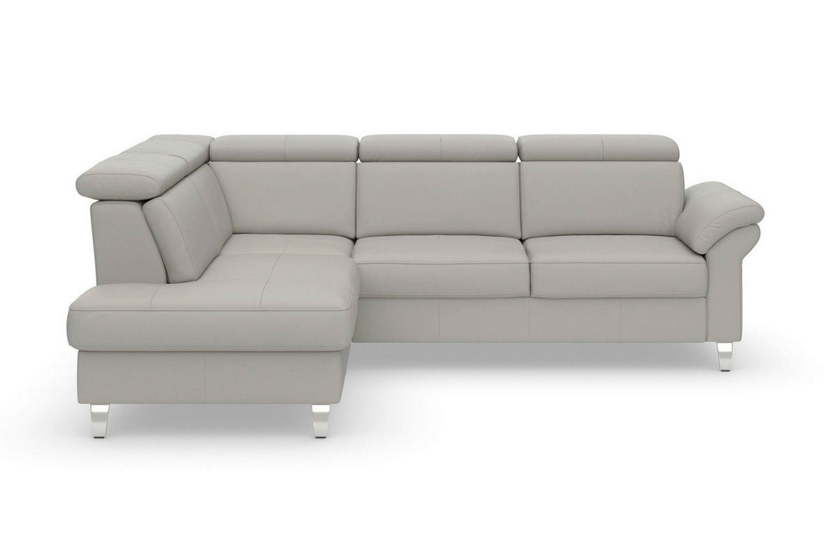 ECKSOFA 194/245 cm ARNGAST E in Echtleder Hellgrau Kopfteilverstellung  194/245 cm  - Chromfarben/Hellgrau, Basics, Leder/Textil (194/245cm) - Sit & More