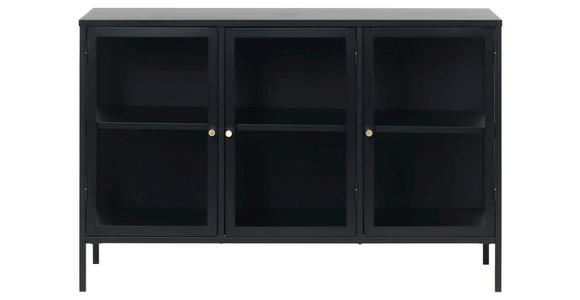SIDEBOARD Schwarz  132/85/40 cm  - Goldfarben/Schwarz, Trend, Glas/Metall (132/85/40cm) - Xora