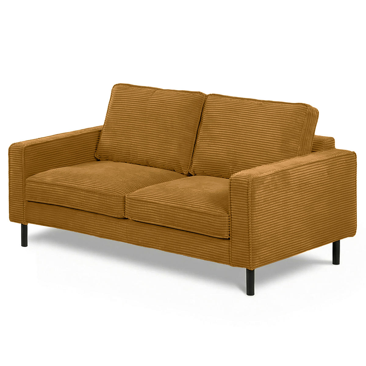 2,5-SITZER  in Cord Senfgelb Modern  - Senfgelb/Schwarz, Design, Textil/Metall (168/85/92cm) - Livetastic
