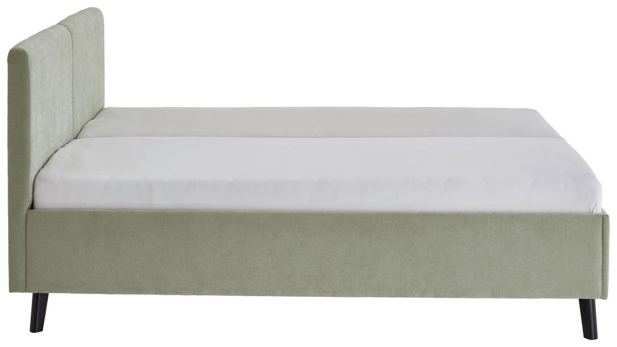 POLSTERBETT 180/200 cm  in Hellgrün  - Schwarz/Hellgrün, Basics, Holz/Textil (180/200cm) - Boxxx