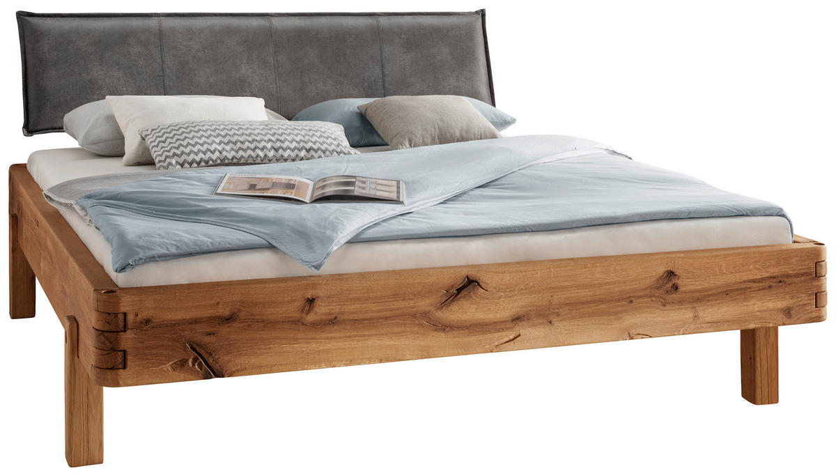 BALKENBETT 140/200 cm  in Wildeiche  - Wildeiche/Anthrazit, Natur, Holz (140/200cm) - Valnatura