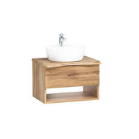 WASCHTISCHKOMBI 61 cm  - Eiche Wotan/Weiß, Natur, Keramik/Holzwerkstoff (61cm) - Xora