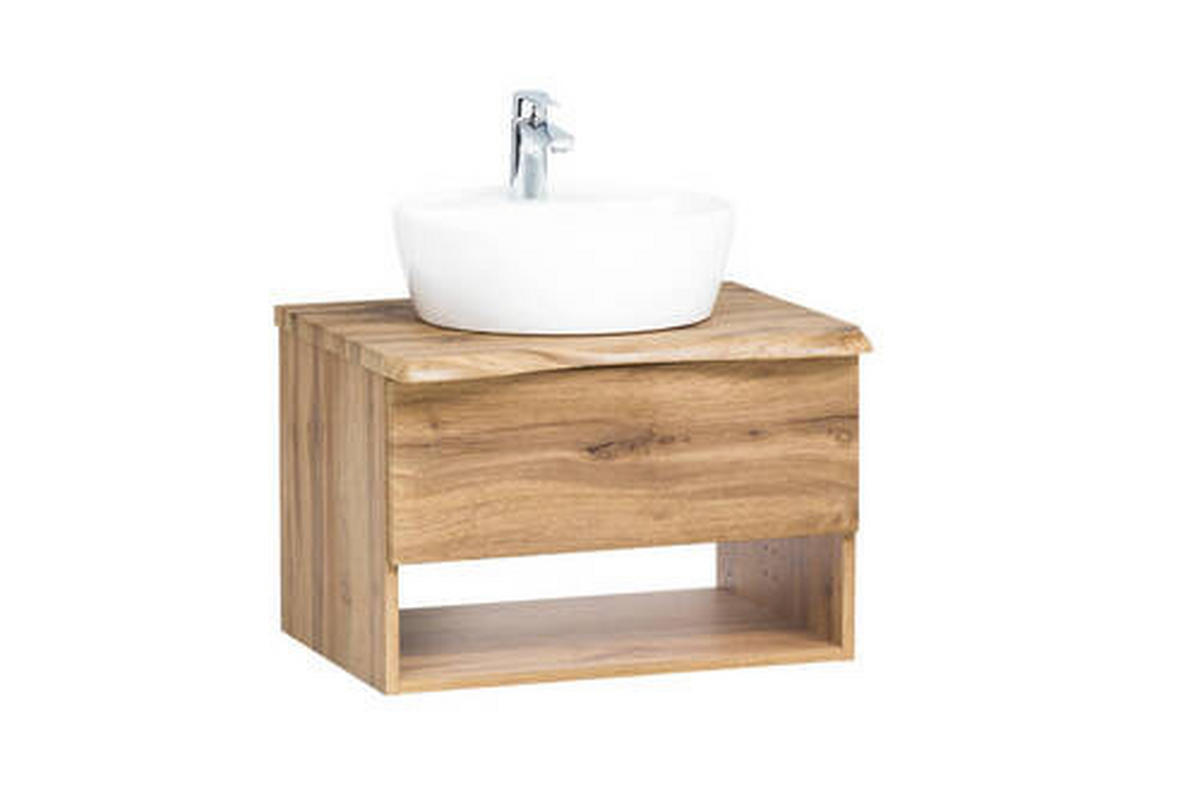 WASCHTISCHKOMBI 61 cm  - Eiche Wotan/Weiß, Natur, Keramik/Holzwerkstoff (61cm) - Xora