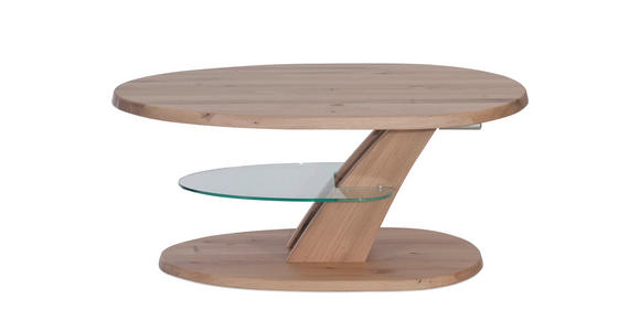 COUCHTISCH in Holz, Glas 100/65/48-65 cm - Eichefarben, Natur, Glas/Holz (100/65/48-65cm) - Venda