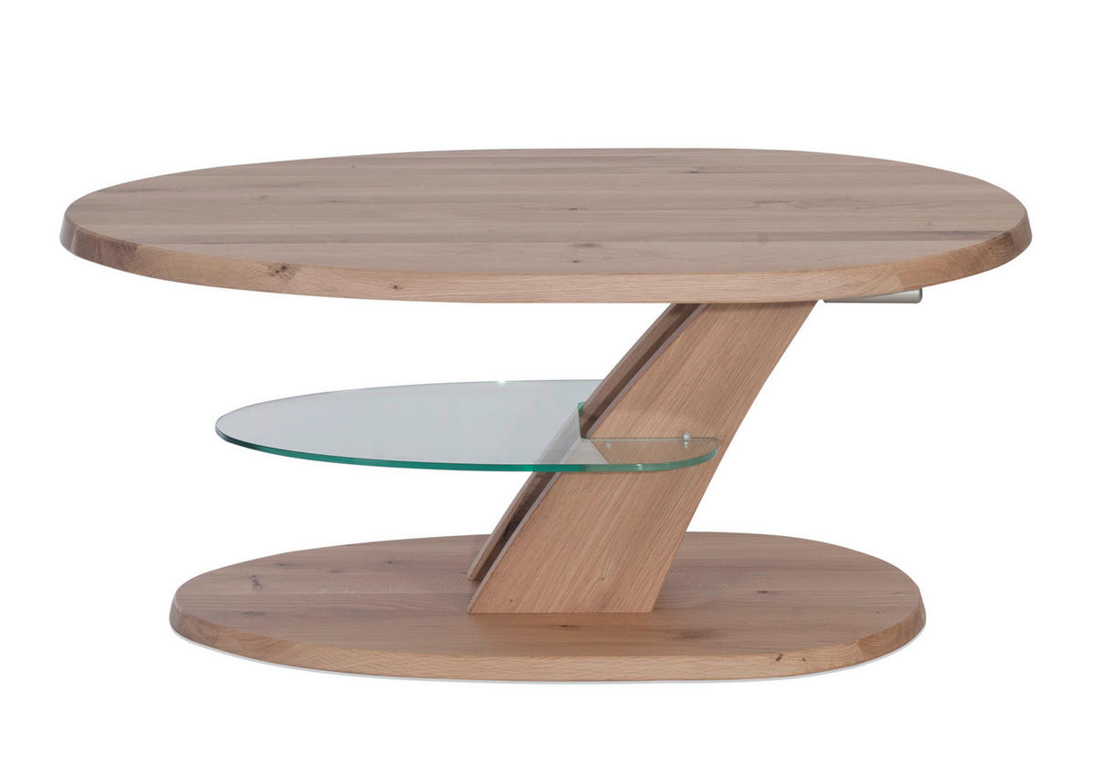 COUCHTISCH in Holz, Glas 100/65/48-65 cm  - Eichefarben, Natur, Glas/Holz (100/65/48-65cm) - Venda