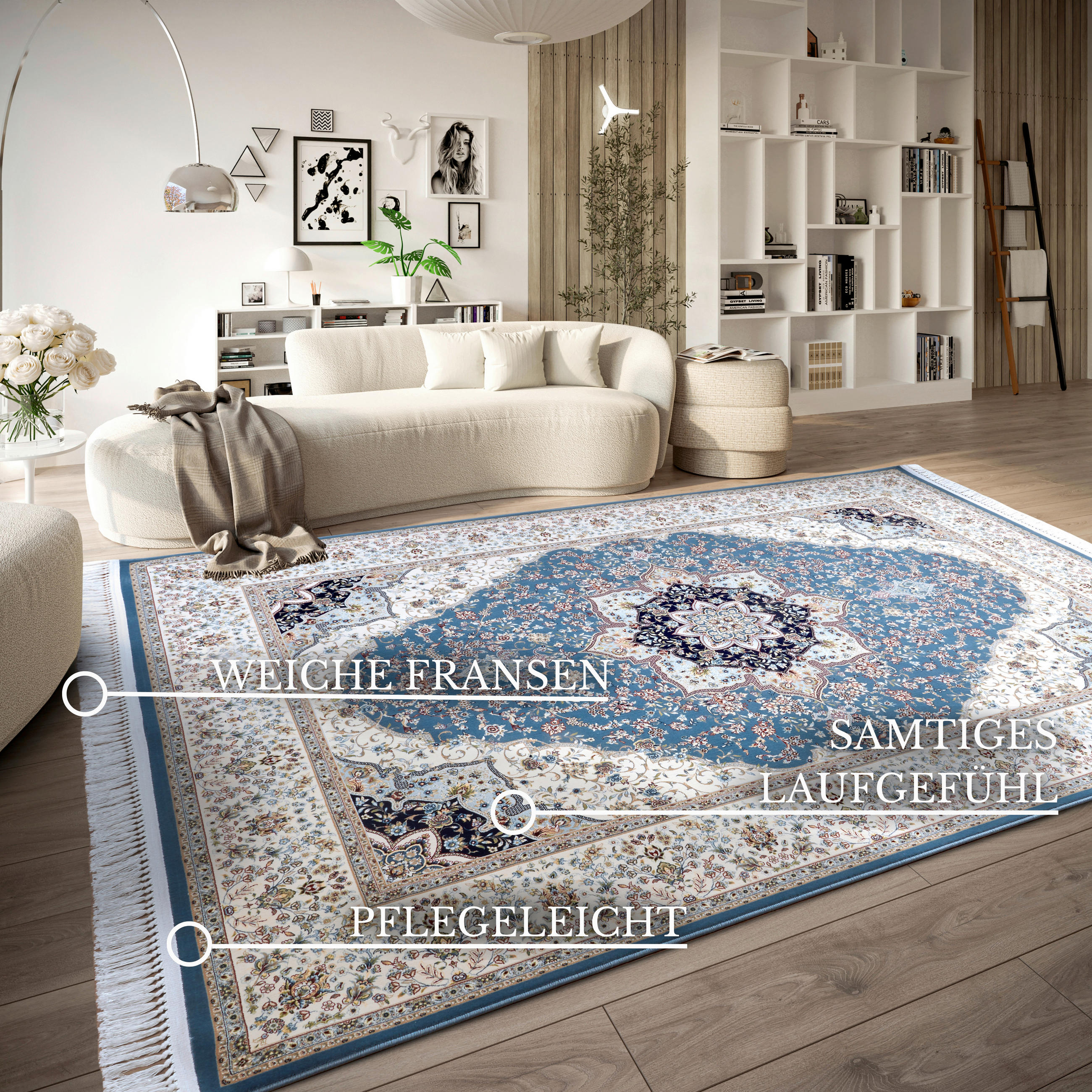 FLACHWEBETEPPICH 128/190 cm Kollektion 1870 Creme, Hellblau  - Creme/Hellblau, Design, Kunststoff/Textil (128/190cm) - Villeroy & Boch