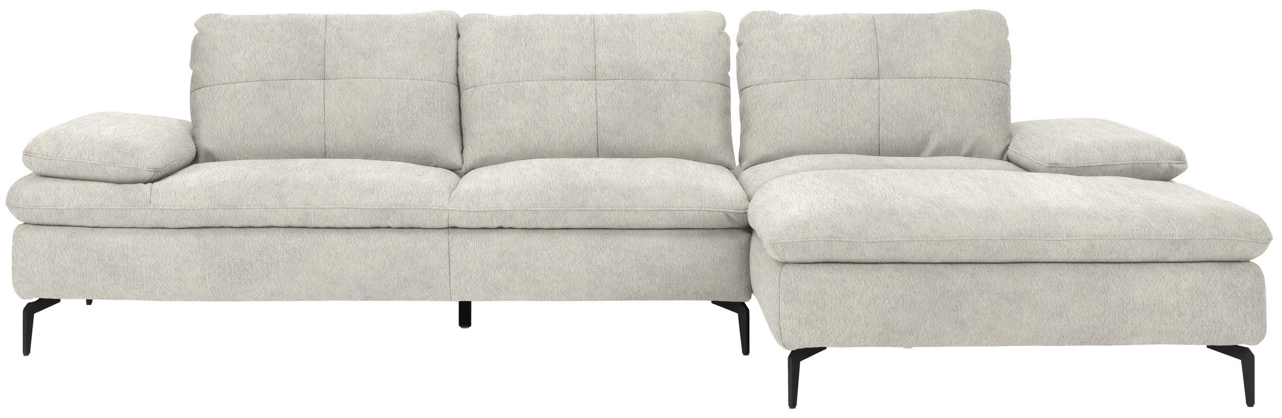 ECKSOFA in Velours Ecru  - Ecru/Schwarz, Design, Textil/Metall (301/179cm) - Chilliano