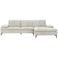 ECKSOFA in Velours Ecru  - Ecru/Schwarz, Design, Textil/Metall (301/179cm) - Chilliano