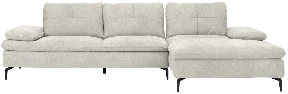 ECKSOFA in Velours Ecru  - Ecru/Schwarz, Design, Textil/Metall (301/179cm) - Chilliano