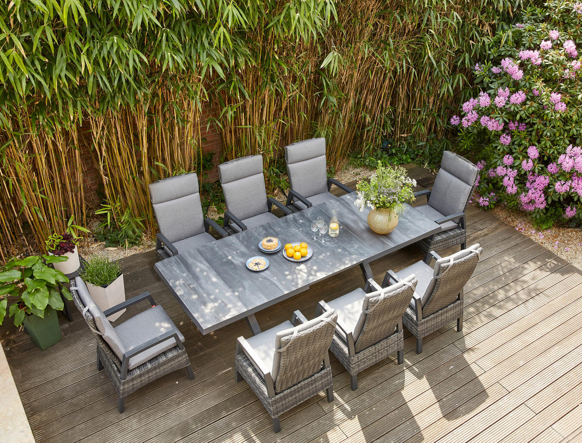 GARTENTISCH 200-265/100/77 cm Metall rechteckig  - Schieferfarben/Anthrazit, Basics, Keramik/Metall (200-265/100/77cm) - Siena Garden