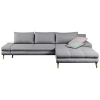 ECKSOFA in Webstoff Hellgrau  - Erlefarben/Hellgrau, Trend, Textil (313/215cm) - MID.YOU