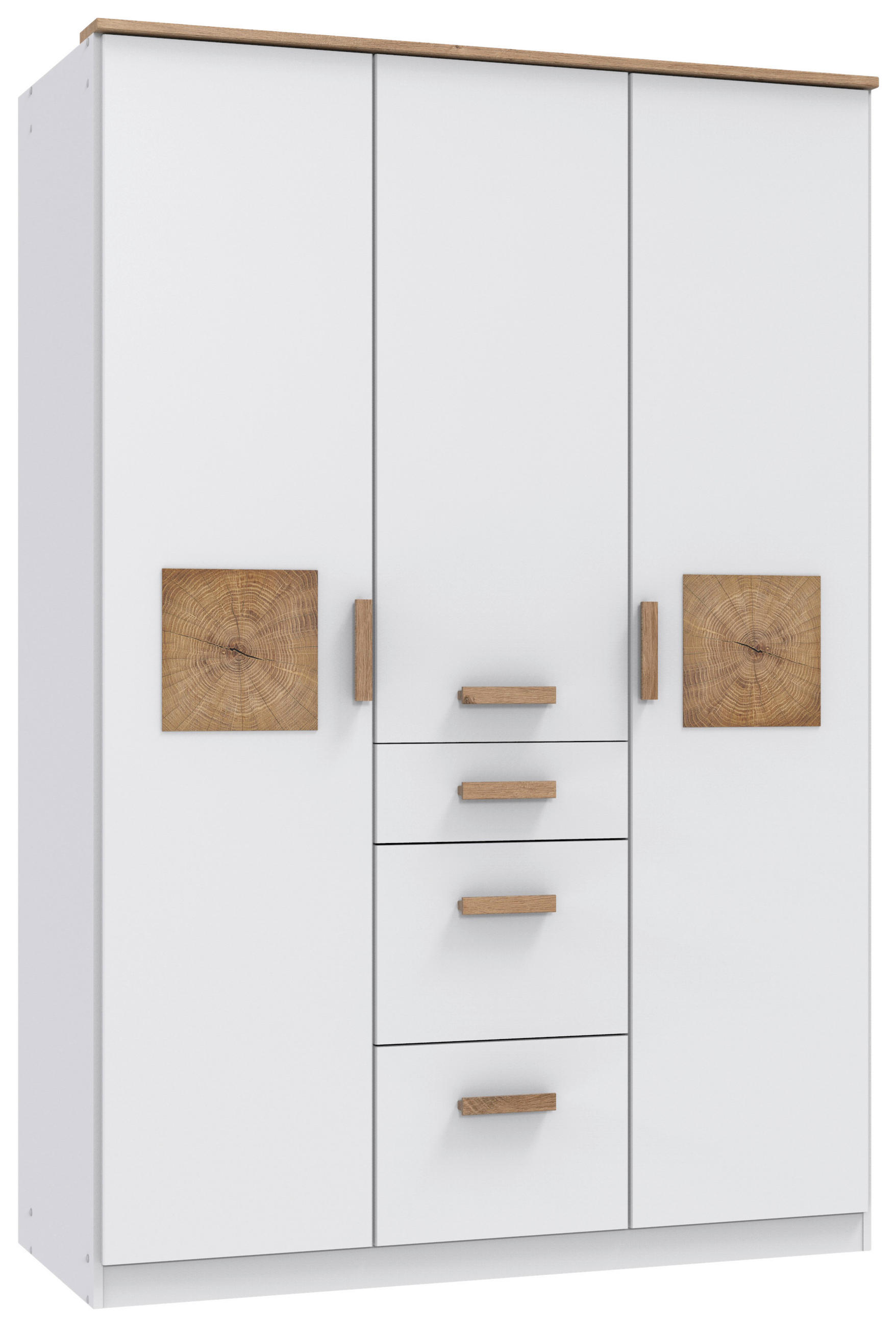 Mid.you Babykleiderschrank Weiß, Eiche 135x199x58 cm