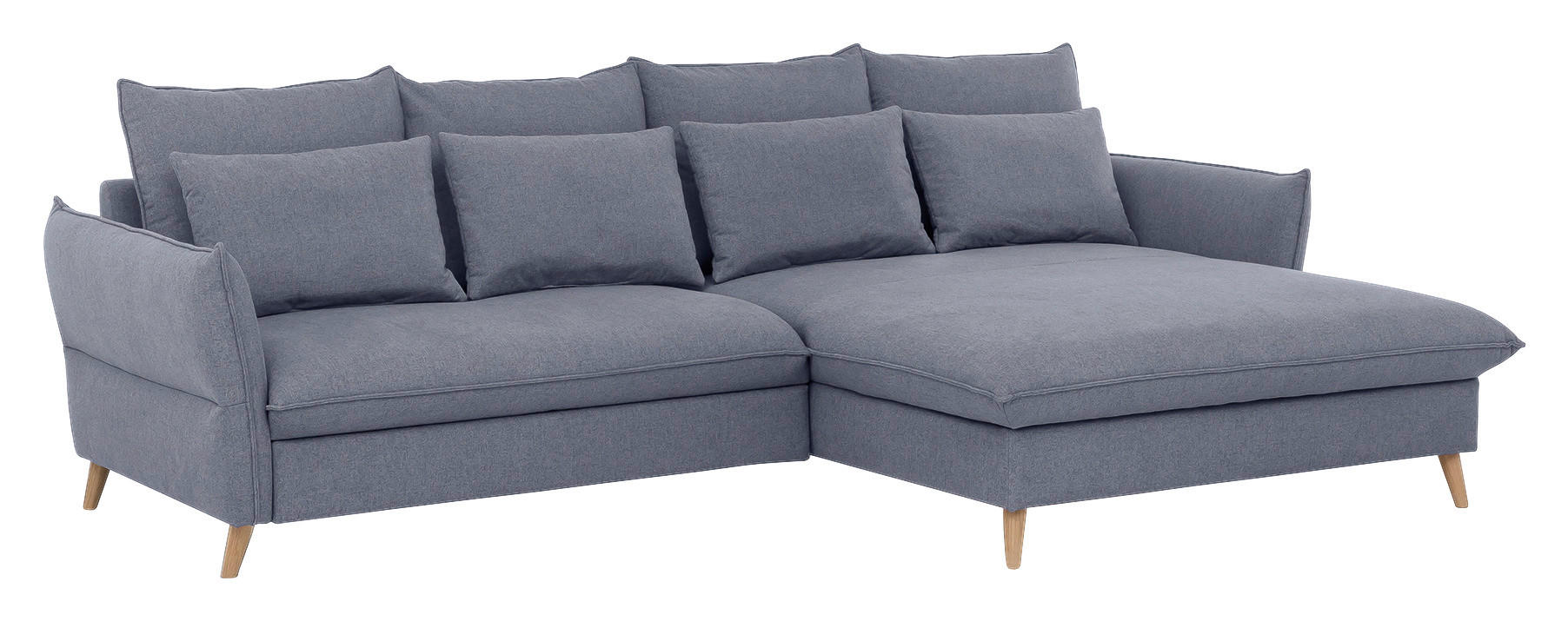 ECKSOFA in Flachgewebe Blau  - Blau/Buchefarben, Design, Holz/Textil (274/170cm) - Livetastic