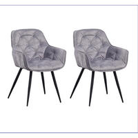 SADA ŽIDLÍ S PODRUČKAMI 2 kusy - šedá/černá, Moderní, kov/textil (54/86/53cm) - MID.YOU