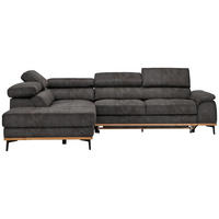 ECKSOFA Lederlook Grau  - Schwarz/Grau, Natur, Holz/Textil (226/282cm) - Novel