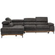 ECKSOFA  in Lederlook Grau Bettkasten, Schlaffunktion, Kopfteilverstellung  226/282 cm  - Schwarz/Grau, Natur, Holz/Textil (226/282cm) - Novel