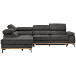 ECKSOFA  in Lederlook Grau  226/282 cm  - Schwarz/Grau, Natur, Holz/Textil (226/282cm) - Novel