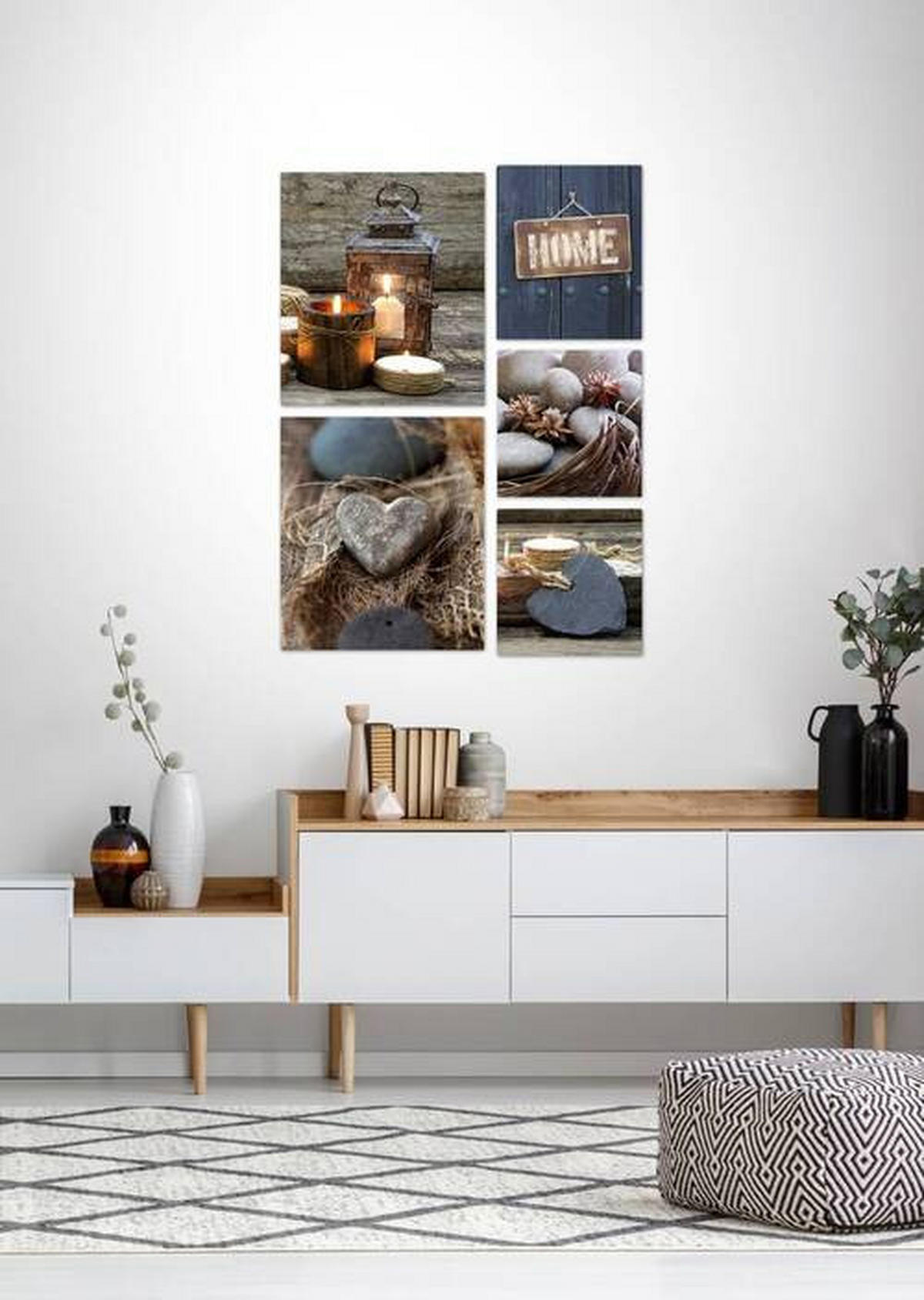 LEINWANDBILD Stillleben, Kerzen, Steine 60/80/2 cm  - Multicolor, Basics, Wellpappe/Textil (60/80/2cm) - Xora